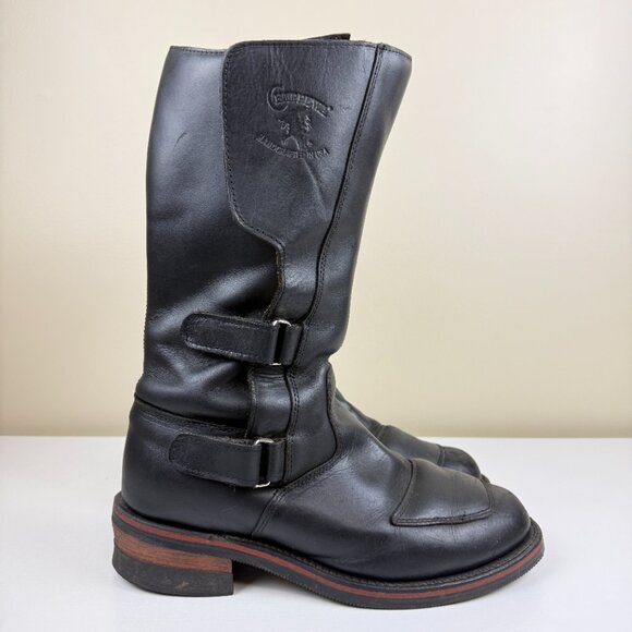 EUC Chippewa Rally Motorcycle Boots in Black Odessa Leather Model 27862 main image 6